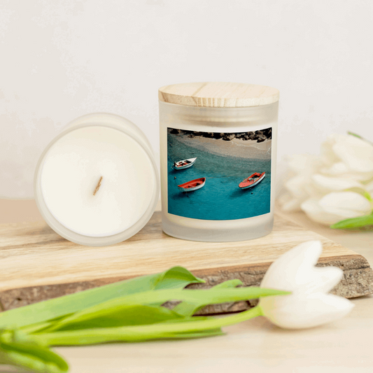 Boats of Bonaire Candle Frosted Glass (Hand Poured 11 oz)