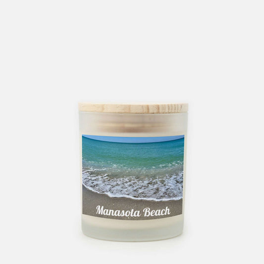 Manasota Beach Candle Frosted Glass (Hand Poured 11 oz)
