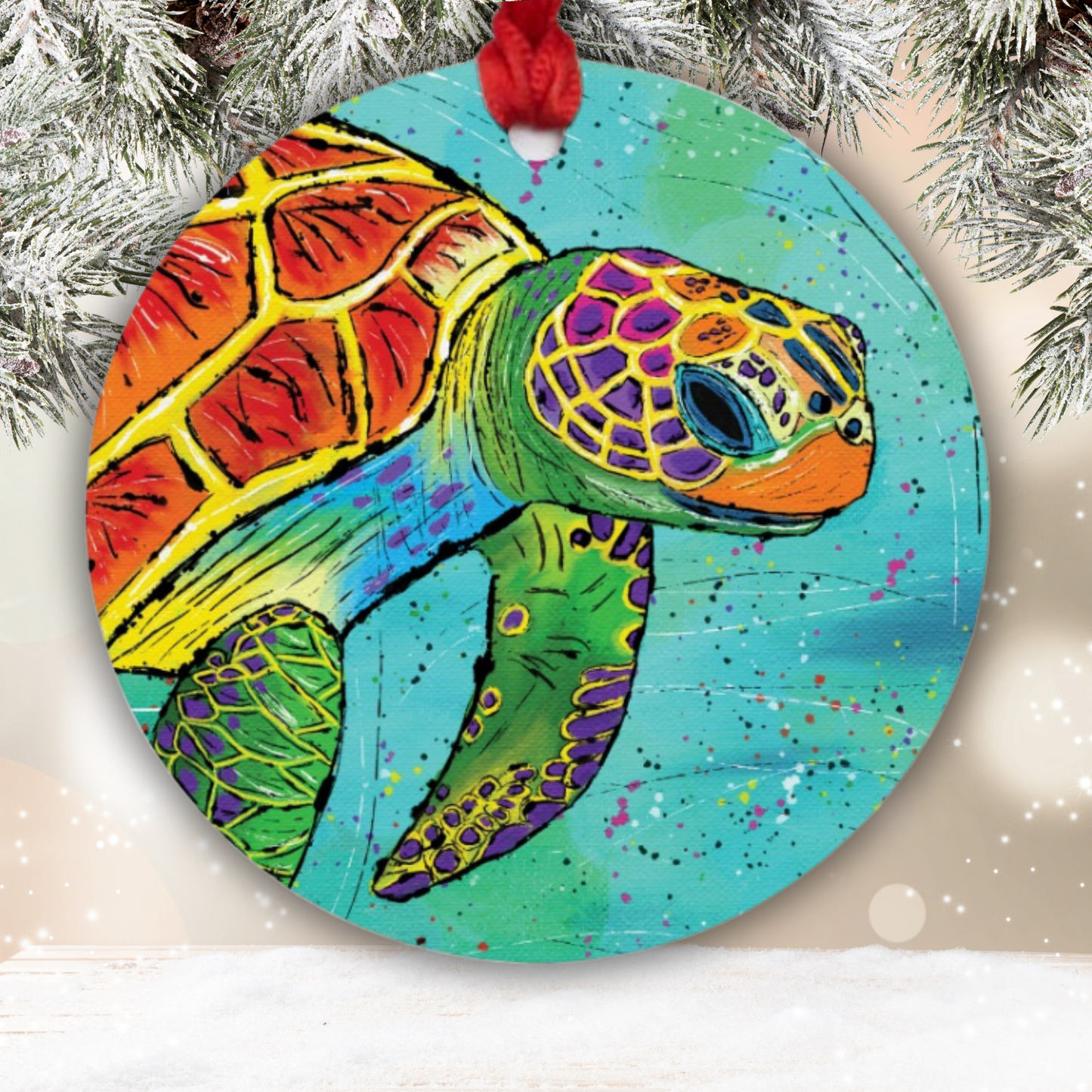 Sea Turtle Ornament - One-Sided (Round)