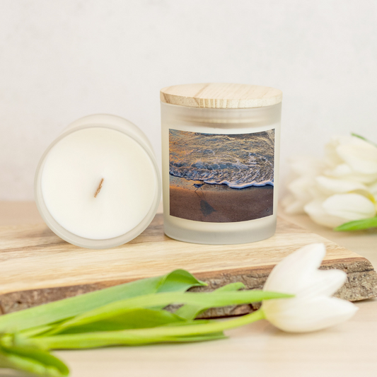 Sandpiper Sunset Candle Frosted Glass (Hand Poured 11 oz)