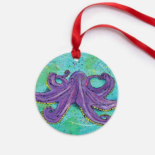 Octopus Celebration Ornament - One-Sided (Round)