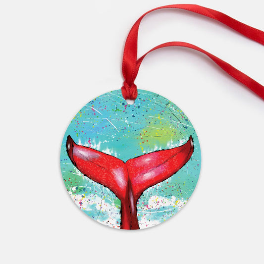 Whale Tail Ornament - One-Sided (Round)