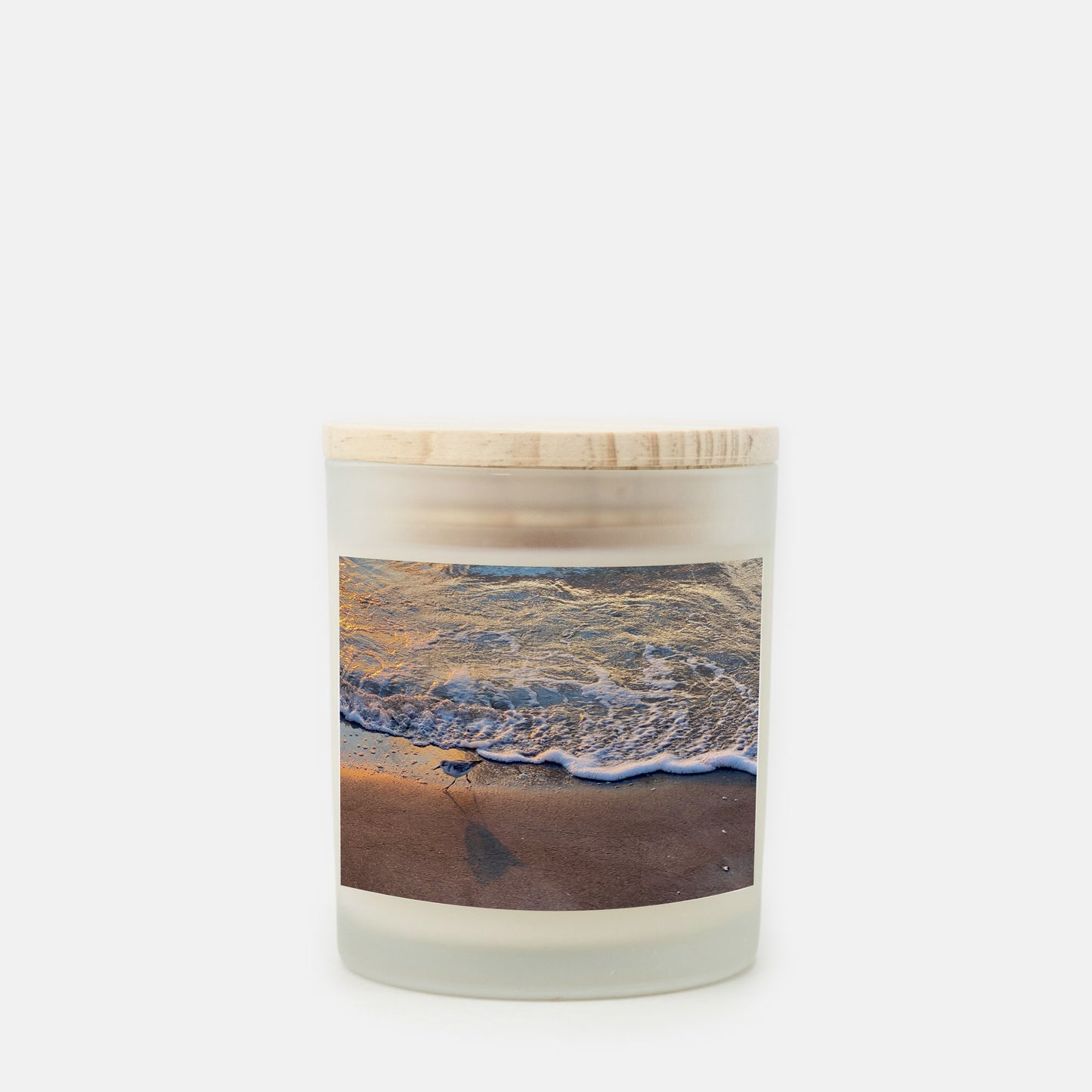 Sandpiper Sunset Candle Frosted Glass (Hand Poured 11 oz)