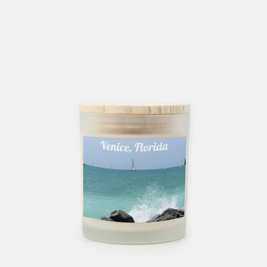 Venice South Jetty Candle Frosted Glass (Hand Poured 11 oz)