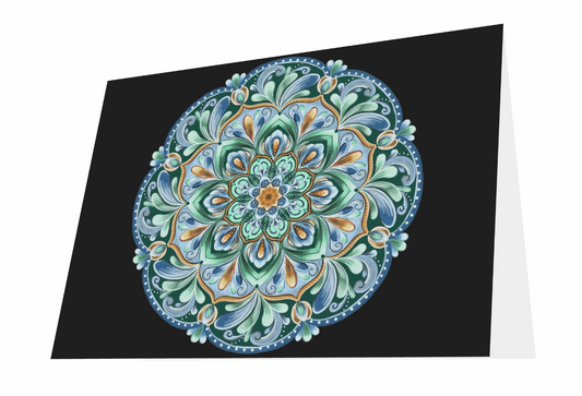 Calming Blue Mandala - Greeting Card