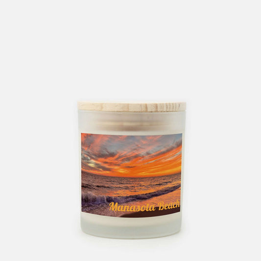 Manasota Sunset Candle Frosted Glass (Hand Poured 11 oz)