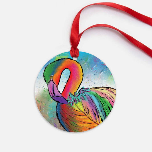 Flamingo Ornament - One-Sided (Round)