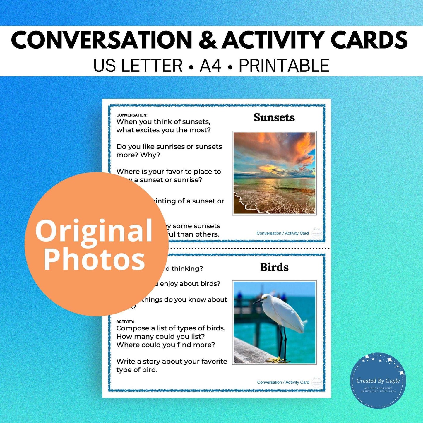 Photo Conversation Activity Cards for Elderly, Classroom, Therapy, Memory Care and More!