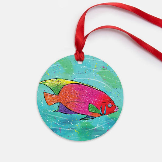 Pink Fish Ornament - One-Sided (Round)