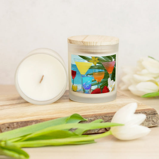 Tropical Beverages Candle Frosted Glass (Hand Poured 11 oz) | Eco Friendly Clean Burning | Scent Choices | Created By Gayle