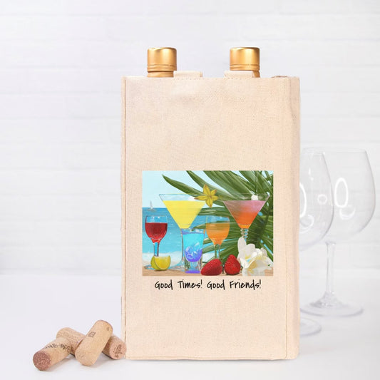 Tropical Wine Tote Canvas (Double)