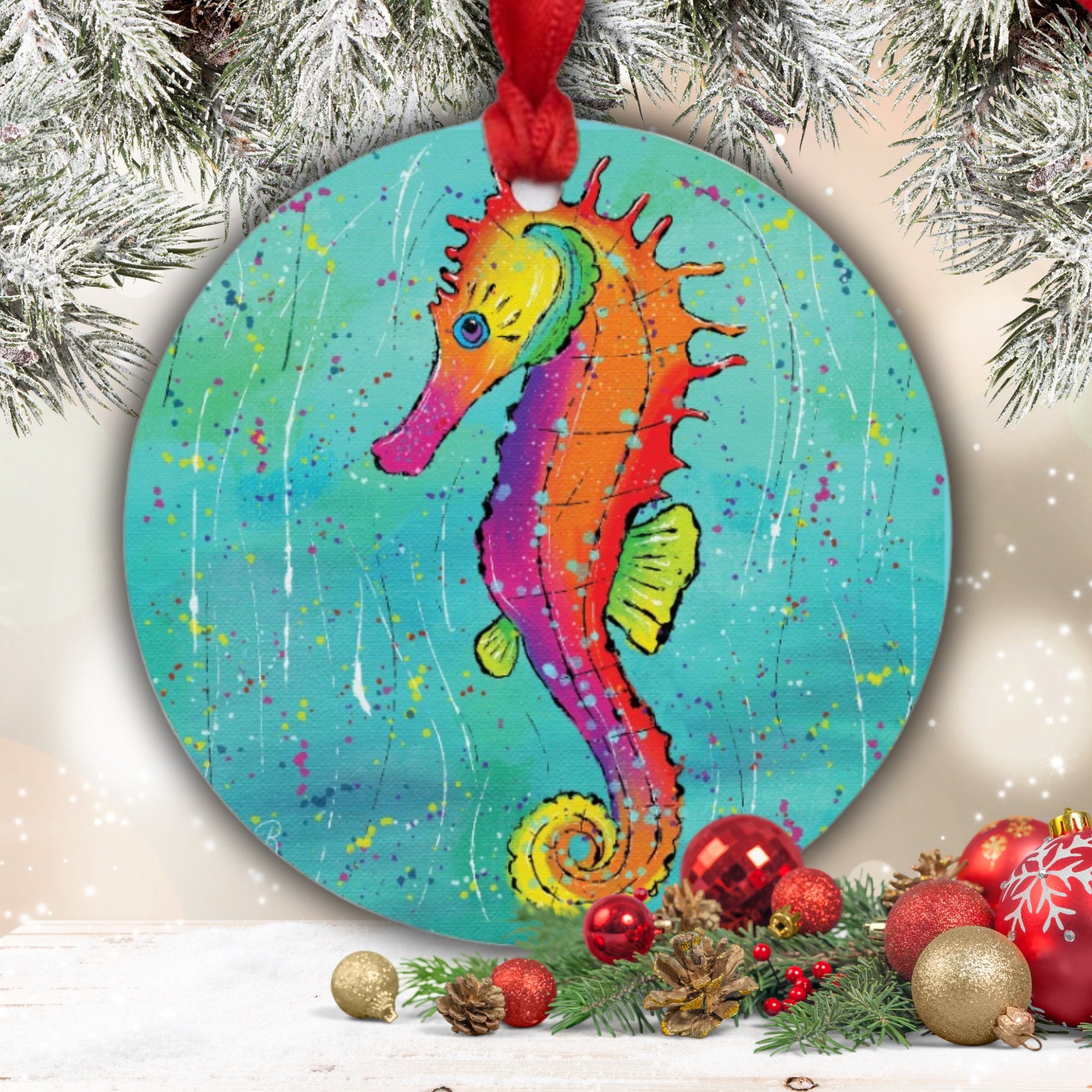 Sea Horse Celebration Ornament - One-Sided (Round)