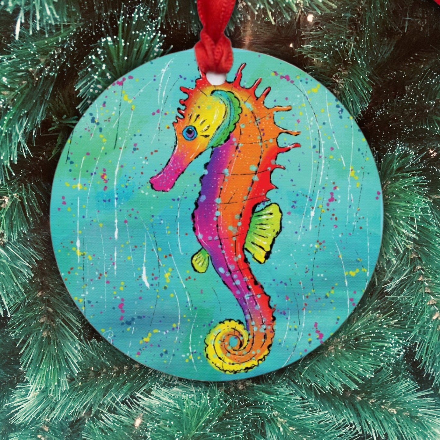 Sea Horse Celebration Ornament - One-Sided (Round)