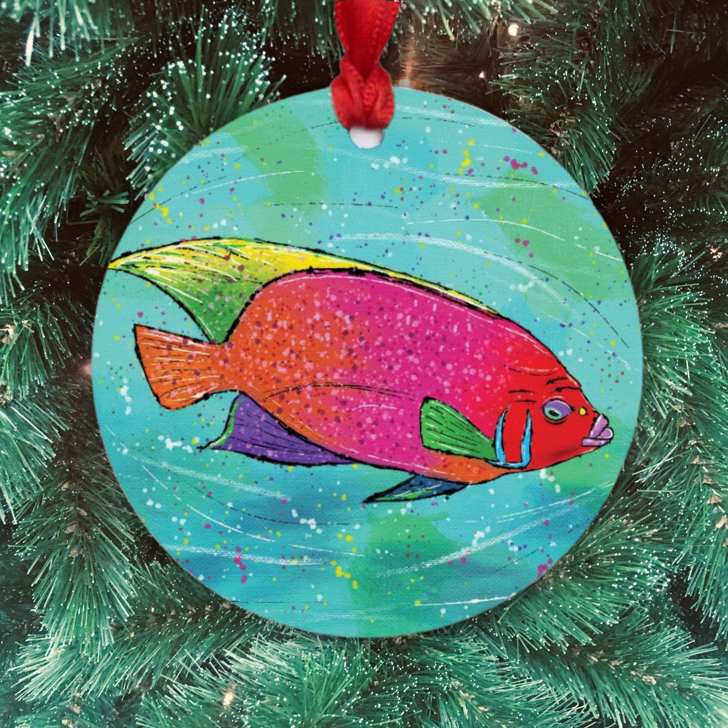 Pink Fish Ornament - One-Sided (Round)