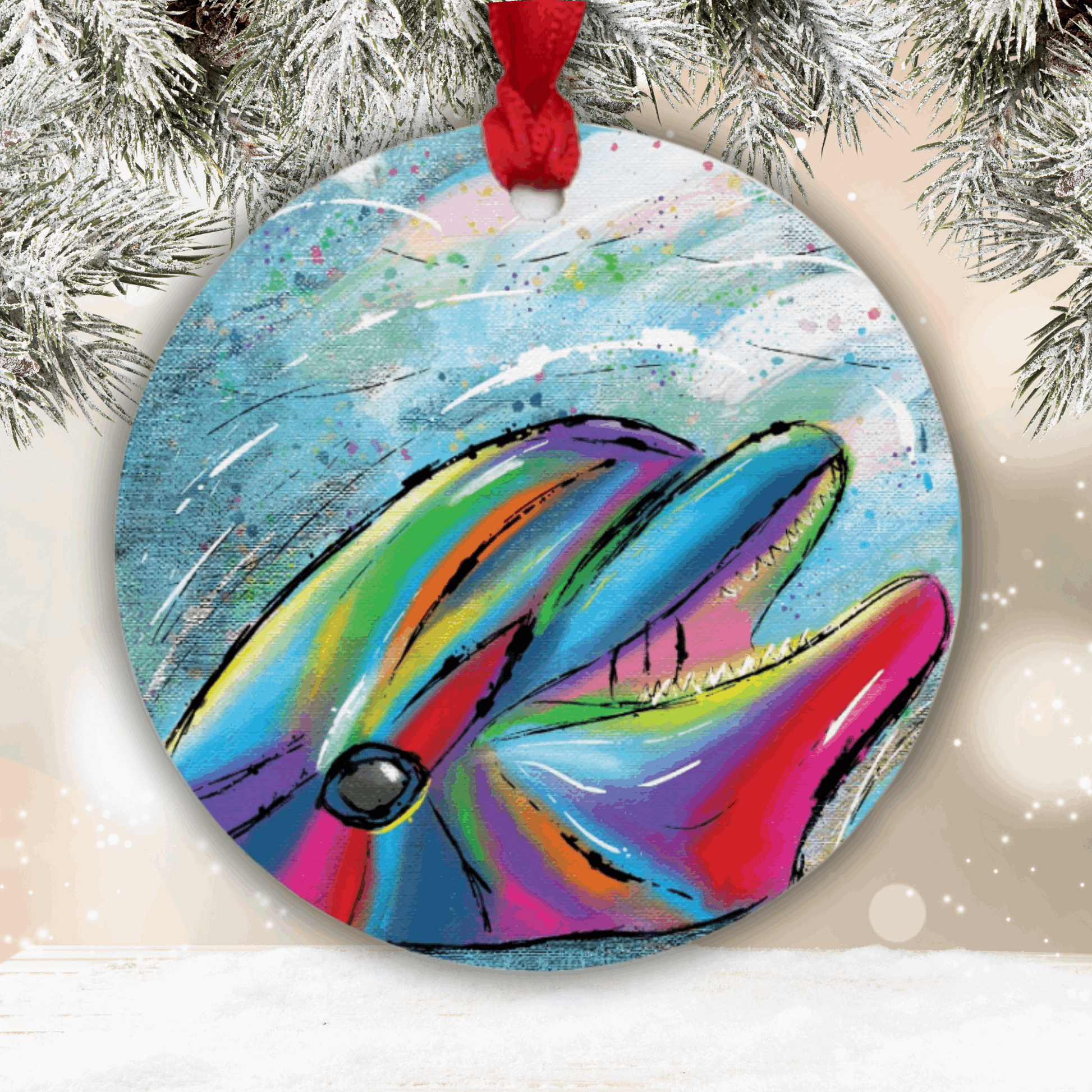 Dolphin Ornament - One-Sided (Round)