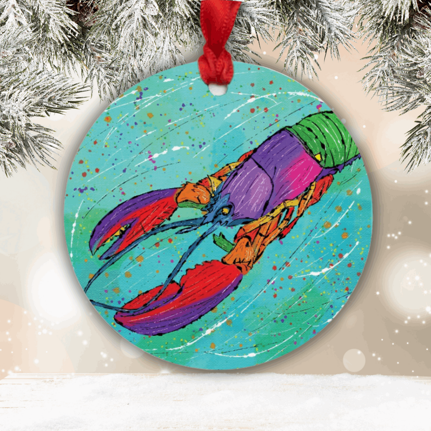 Lobster Ornament - One-Sided (Round)