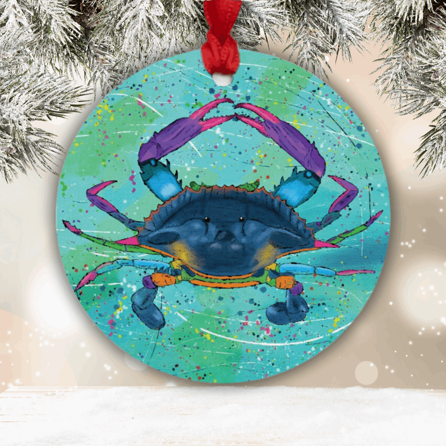 Blue Crab Ornament - One-Sided (Round)