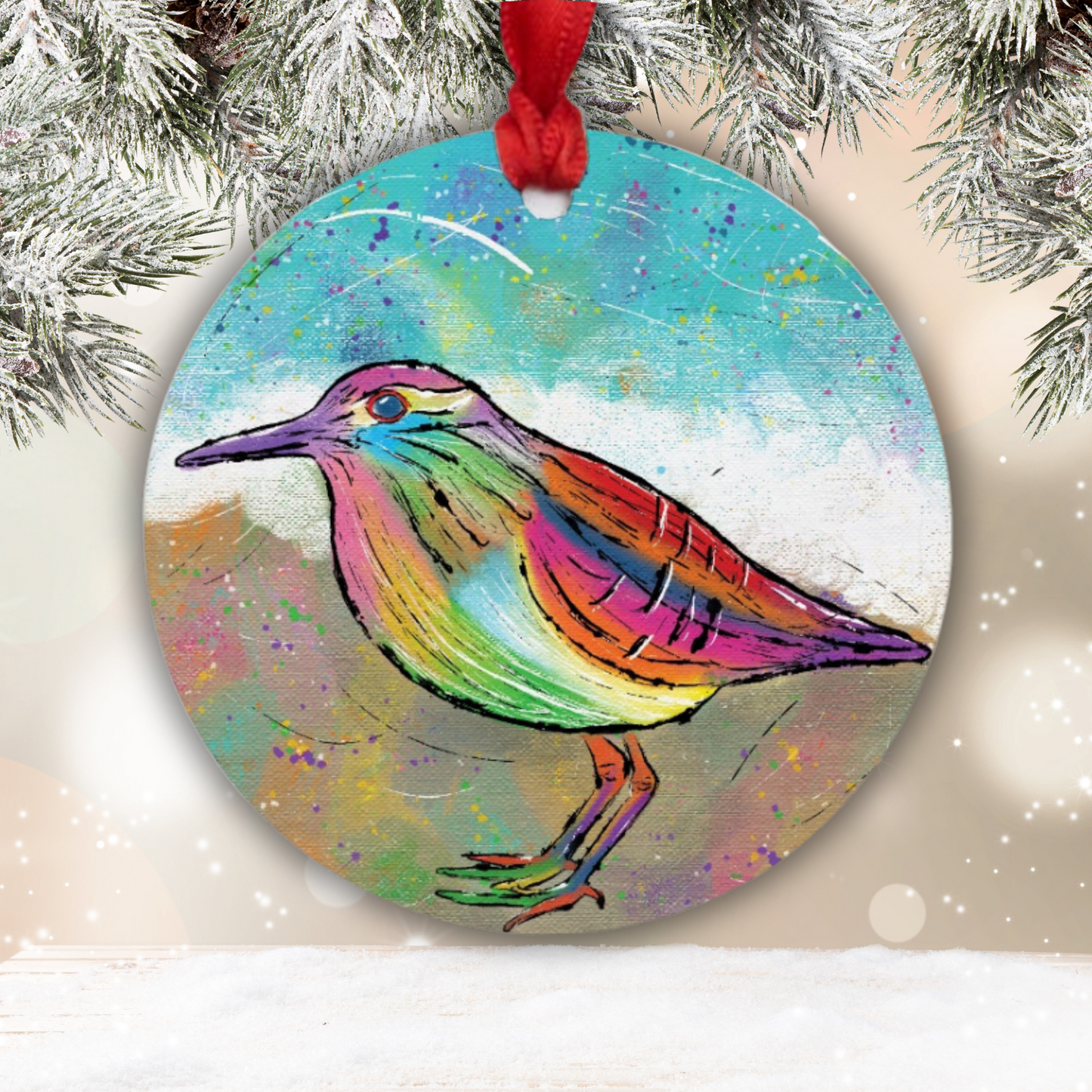 Sandpiper Ornament - One-Sided (Round)