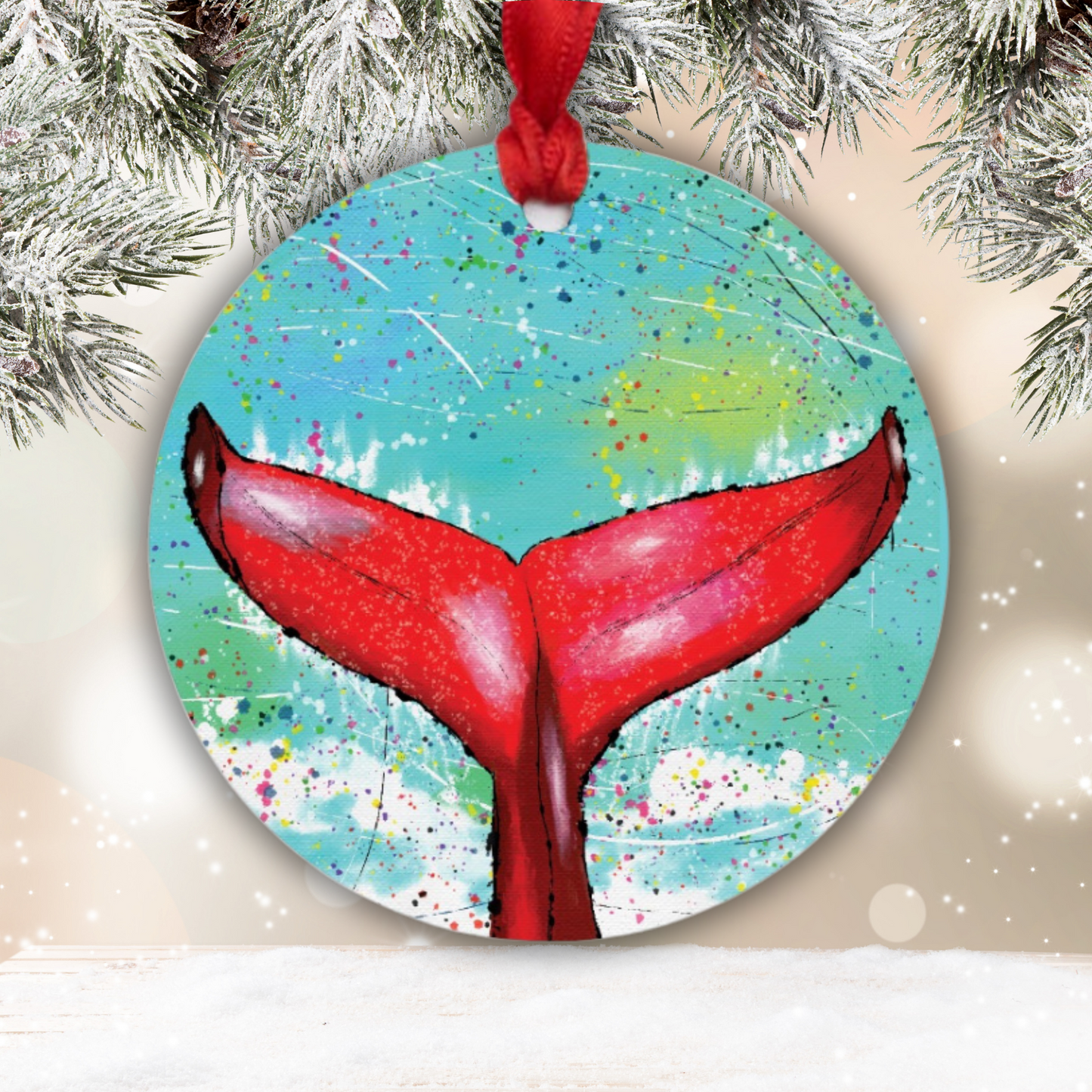 Whale Tail Ornament - One-Sided (Round)