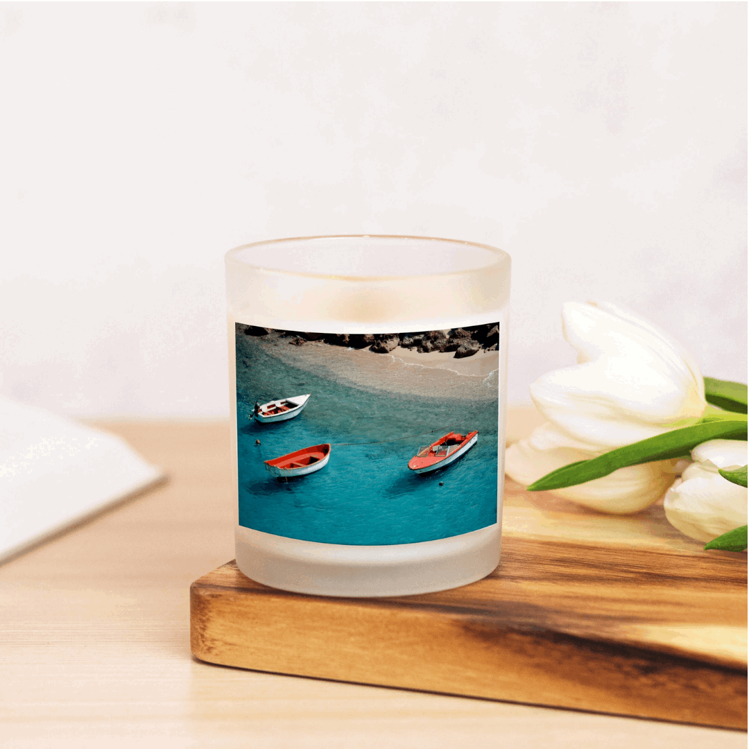 Boats of Bonaire Candle Frosted Glass (Hand Poured 11 oz)