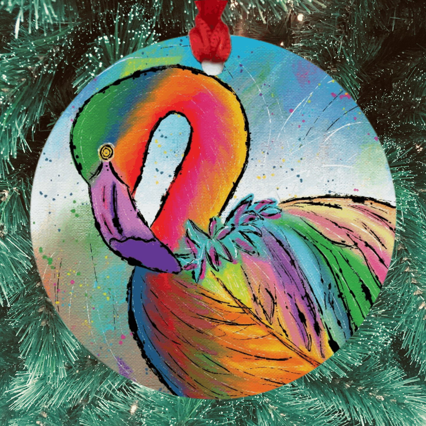 Flamingo Ornament - One-Sided (Round)