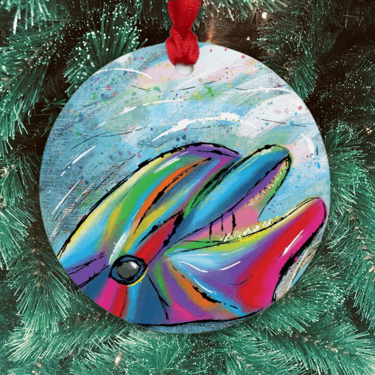 Dolphin Ornament - One-Sided (Round)