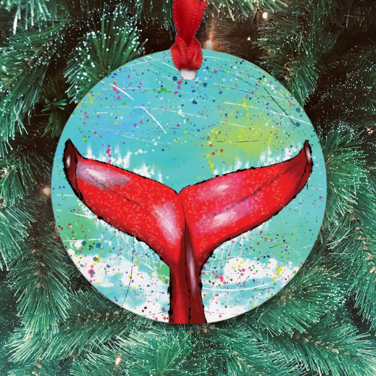 Whale Tail Ornament - One-Sided (Round)