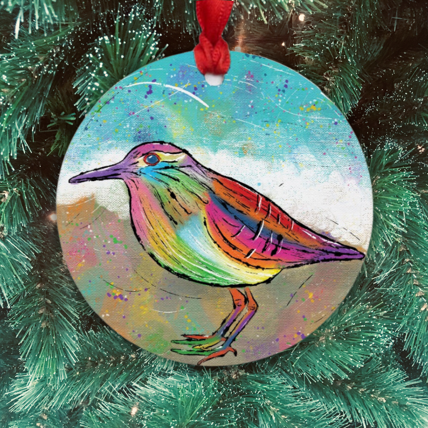 Sandpiper Ornament - One-Sided (Round)