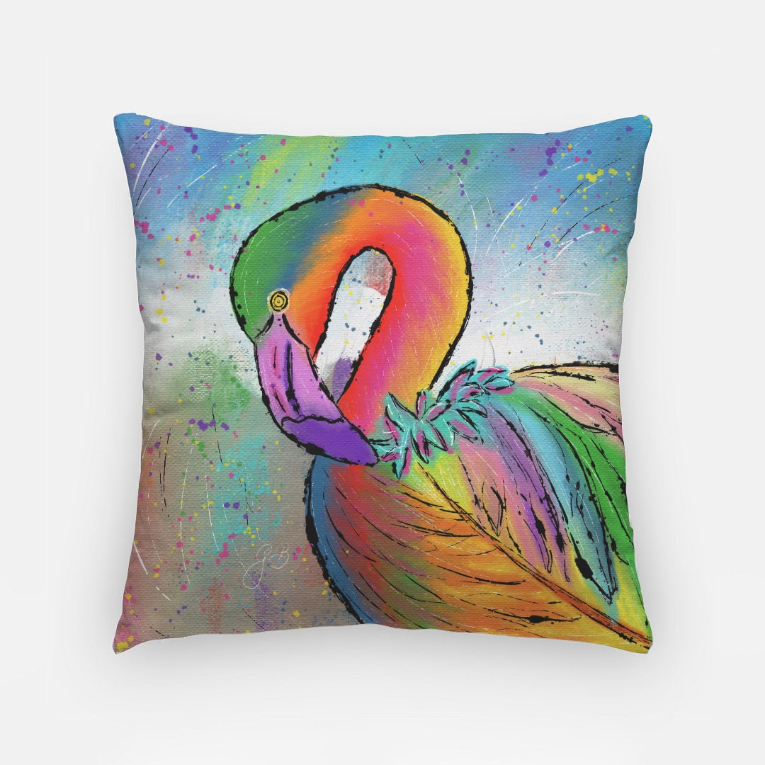 Flamingo Sandpiper Artisan Pillow Case 18 Inch