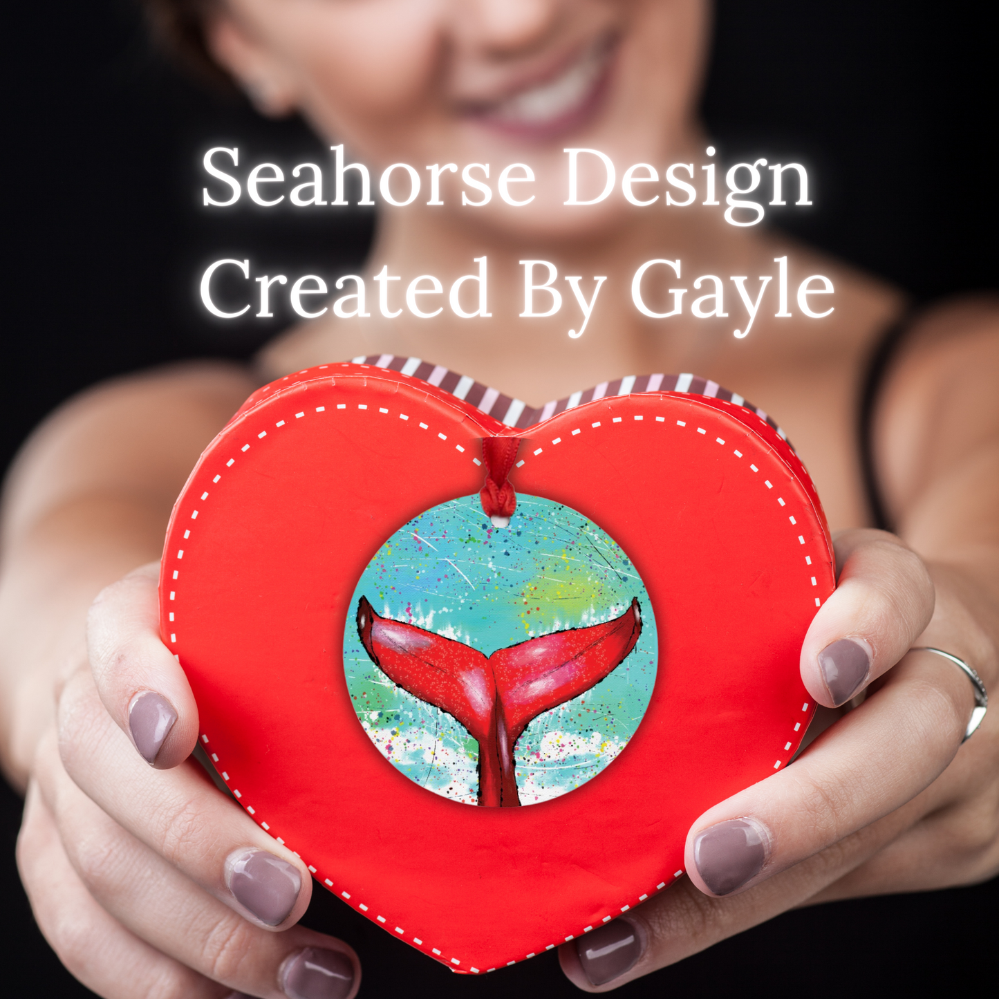 Whale Tail Ornament - One-Sided (Round)