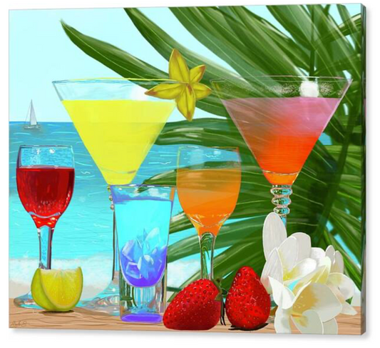 Tropical Beverages Canvas Print 8"X6.5"