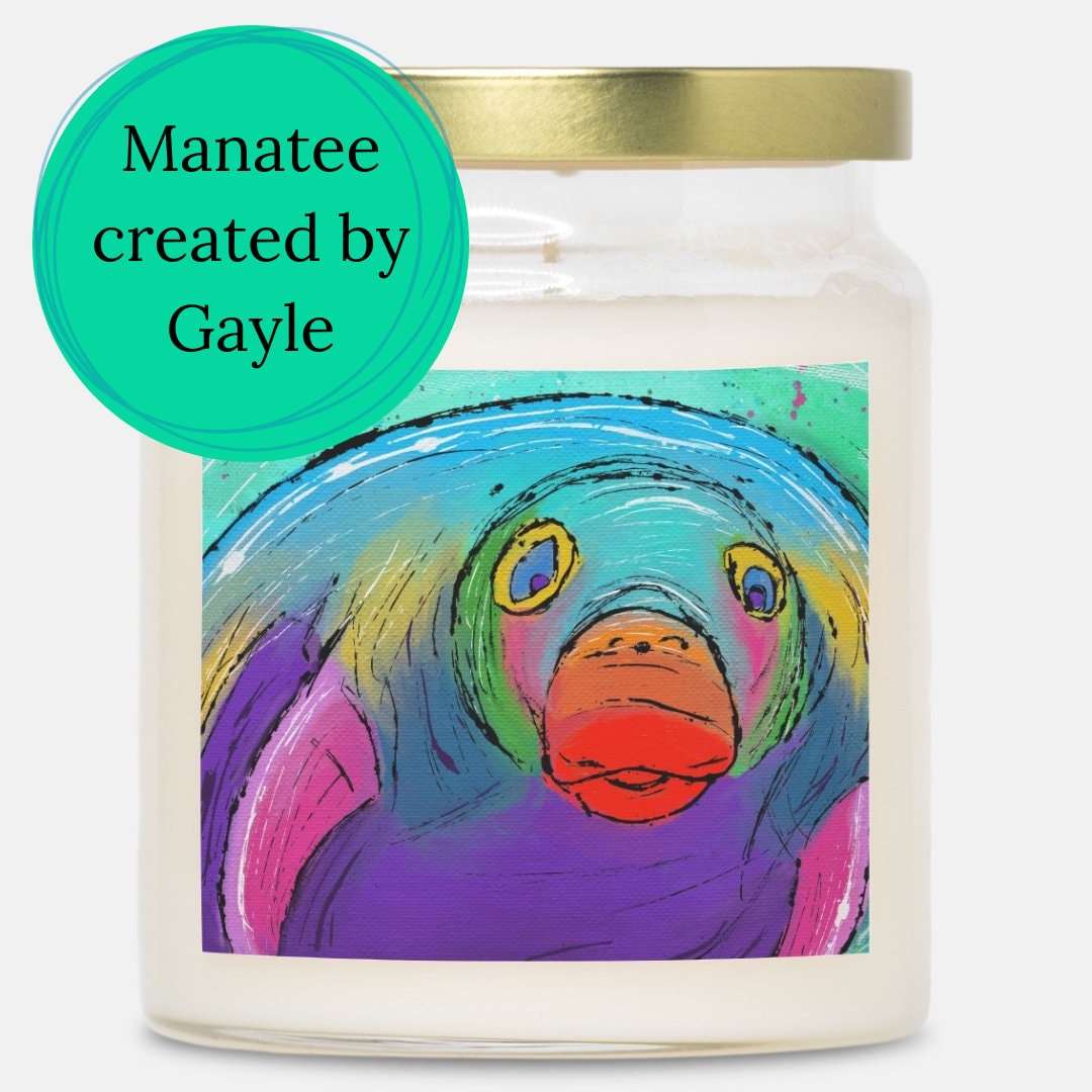 Manatee Candle Apothecary Jar 9oz | Choose a Scent | Holiday Present | Adorable Sea Creature