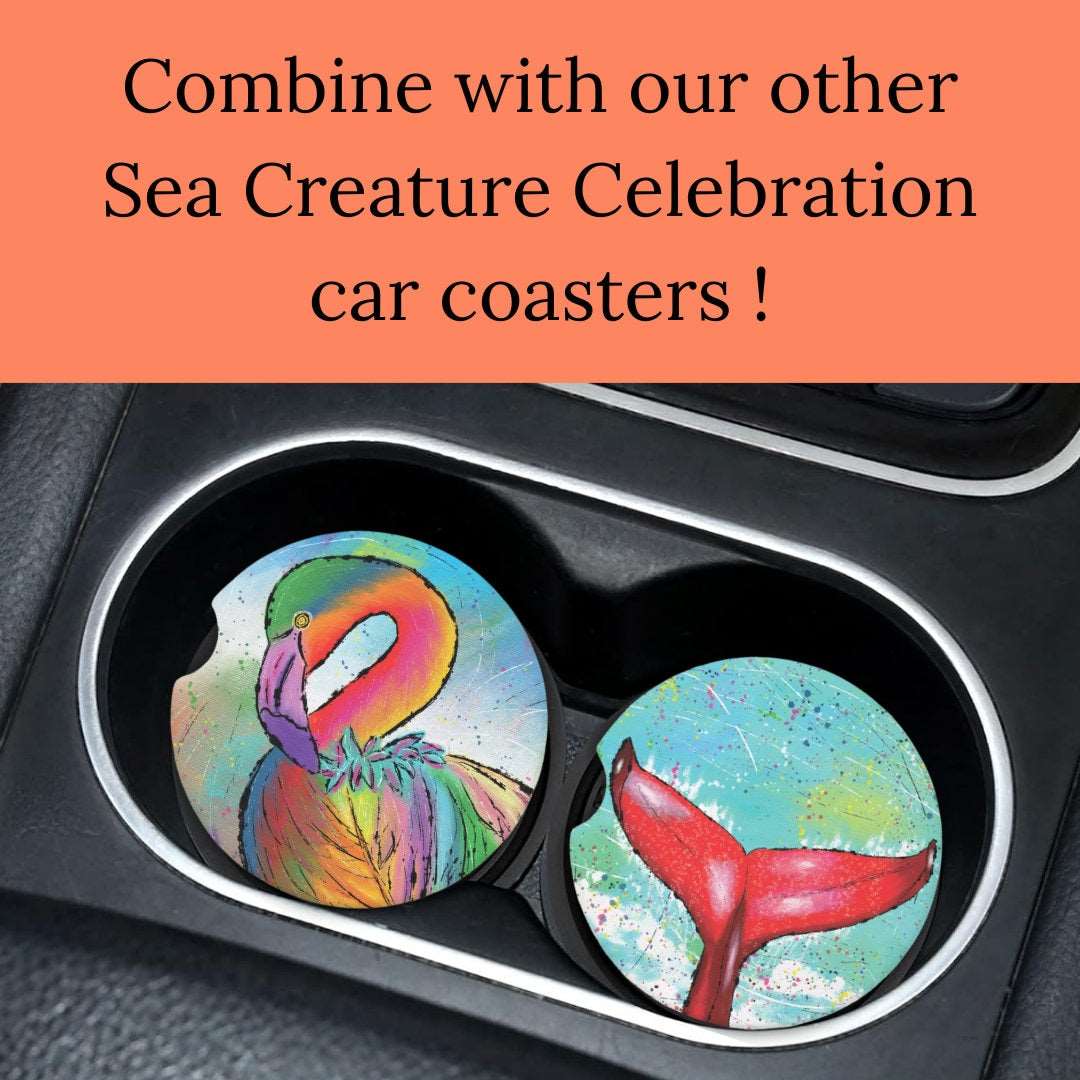 Flamingo Sandstone Car Coaster | Design Created By Gayle