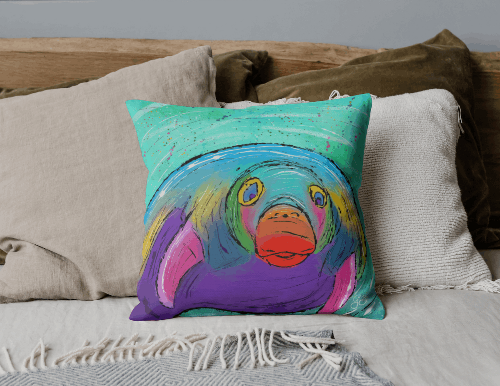 Manatee Square Pillow