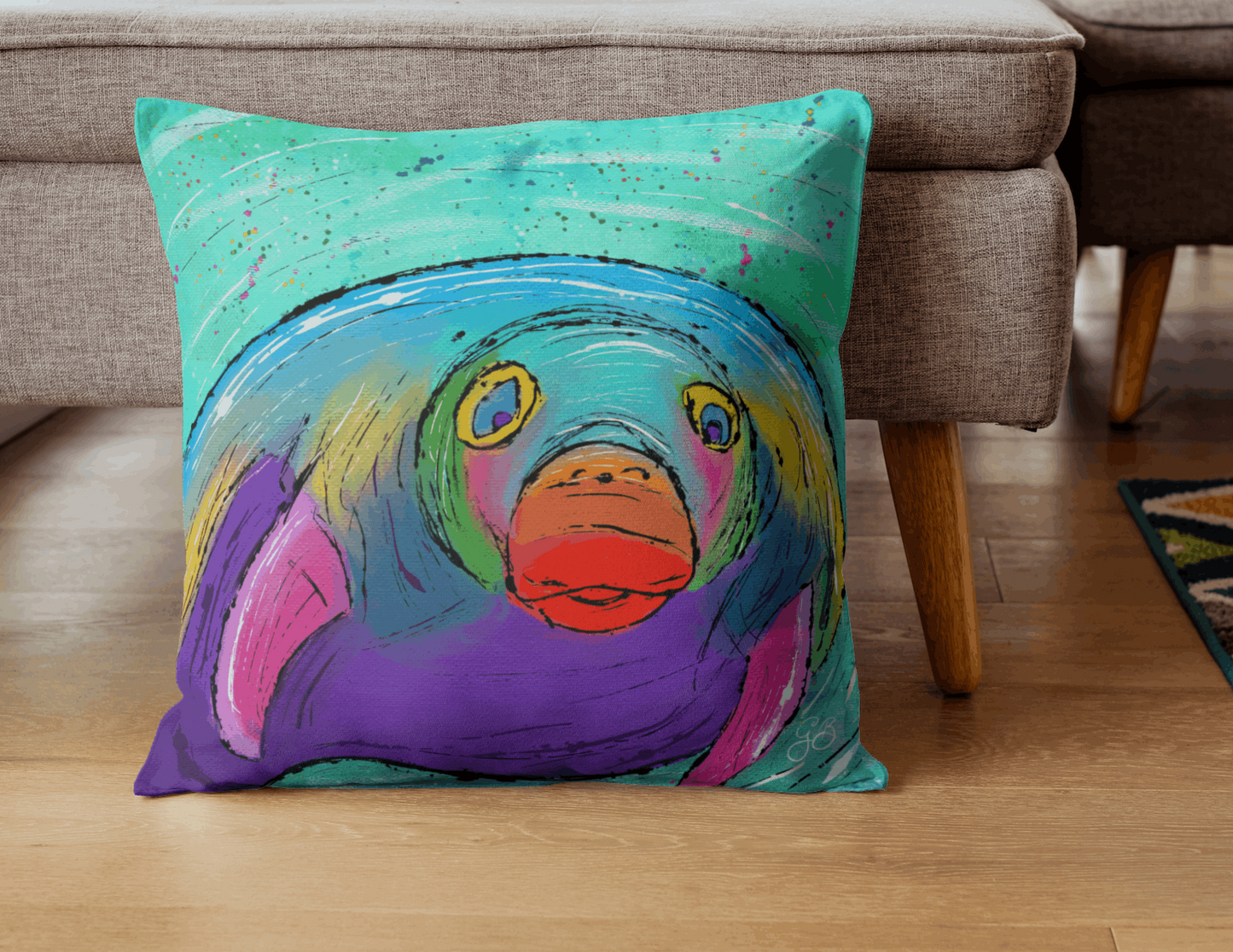 Manatee Square Pillow