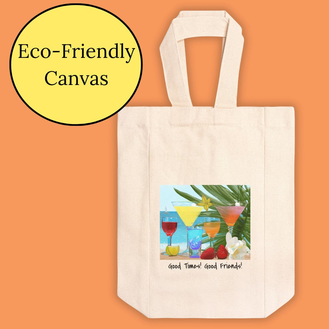 Tropical Wine Tote Canvas (Double)