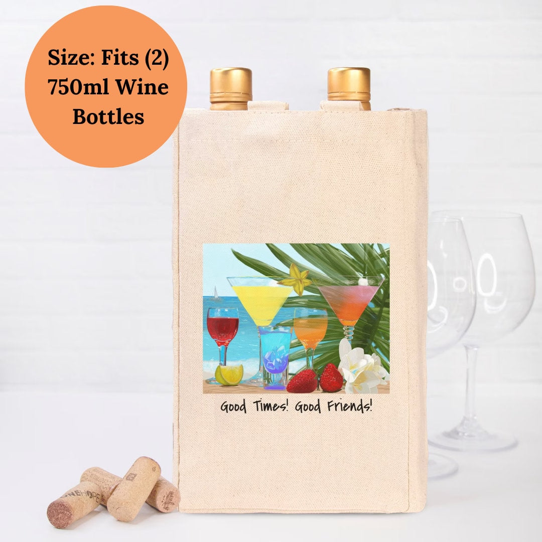 Tropical Wine Tote Canvas (Double)